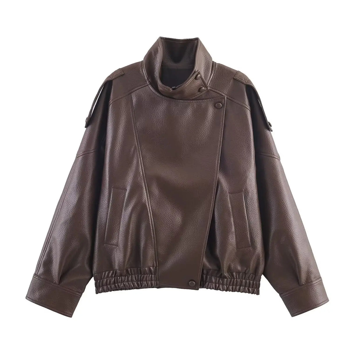 Chaqueta Efecto piel con cuello alto y cierre asimétrico